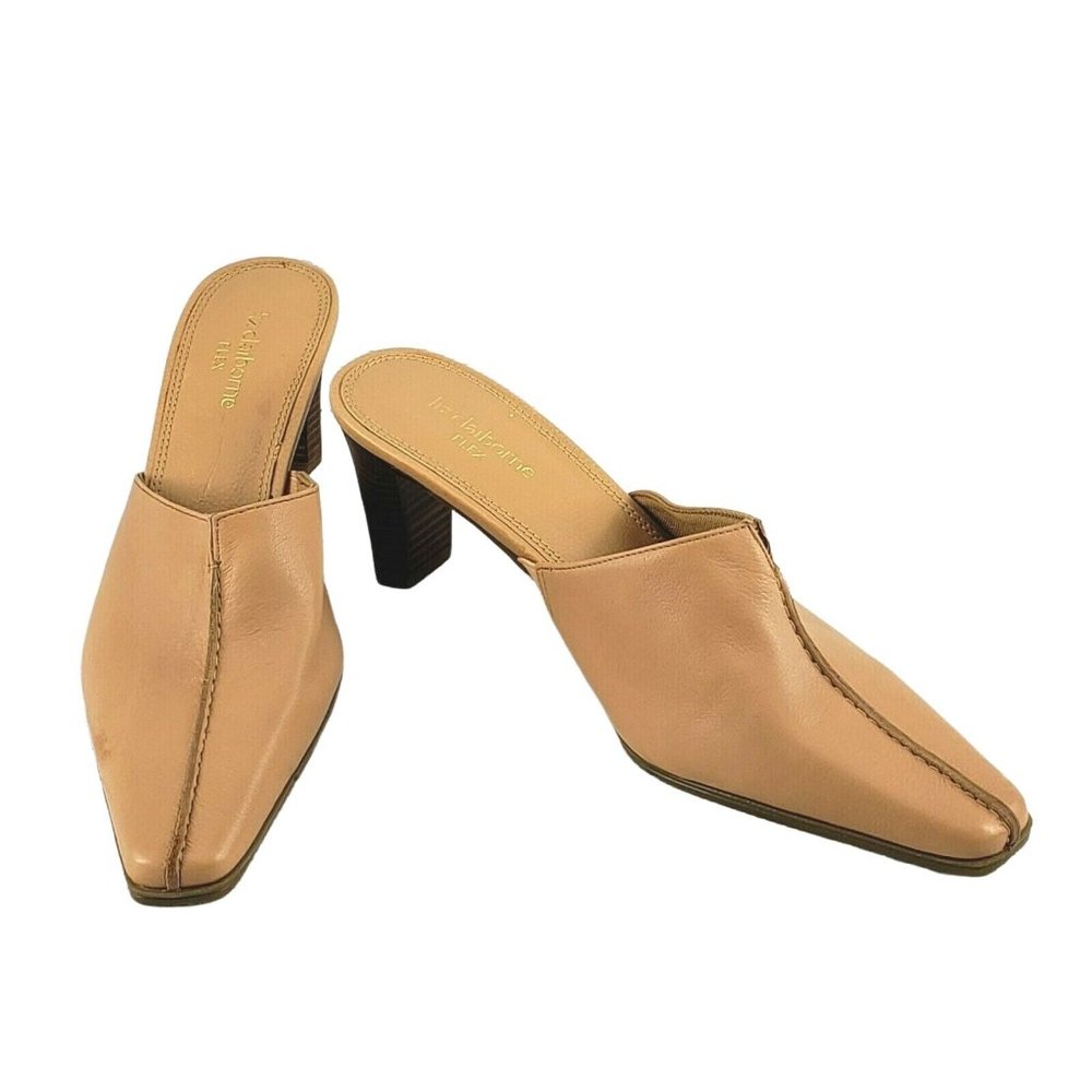 Liz Claiborne Flex Leather Mules Shoes 3” Heels Brown 7.5M Women's Slip On